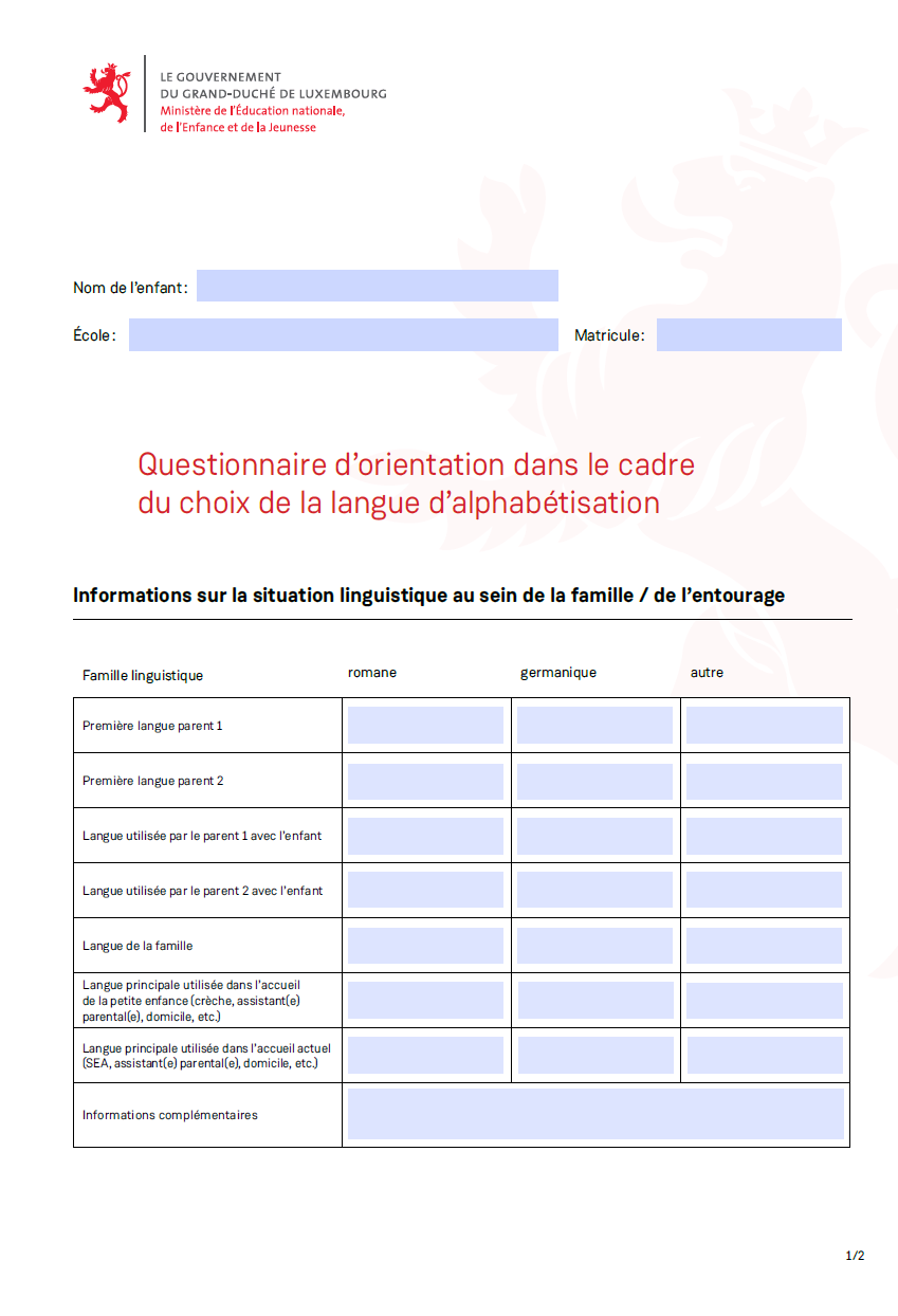 Dokument Card Image - Questionnaire d’orientation